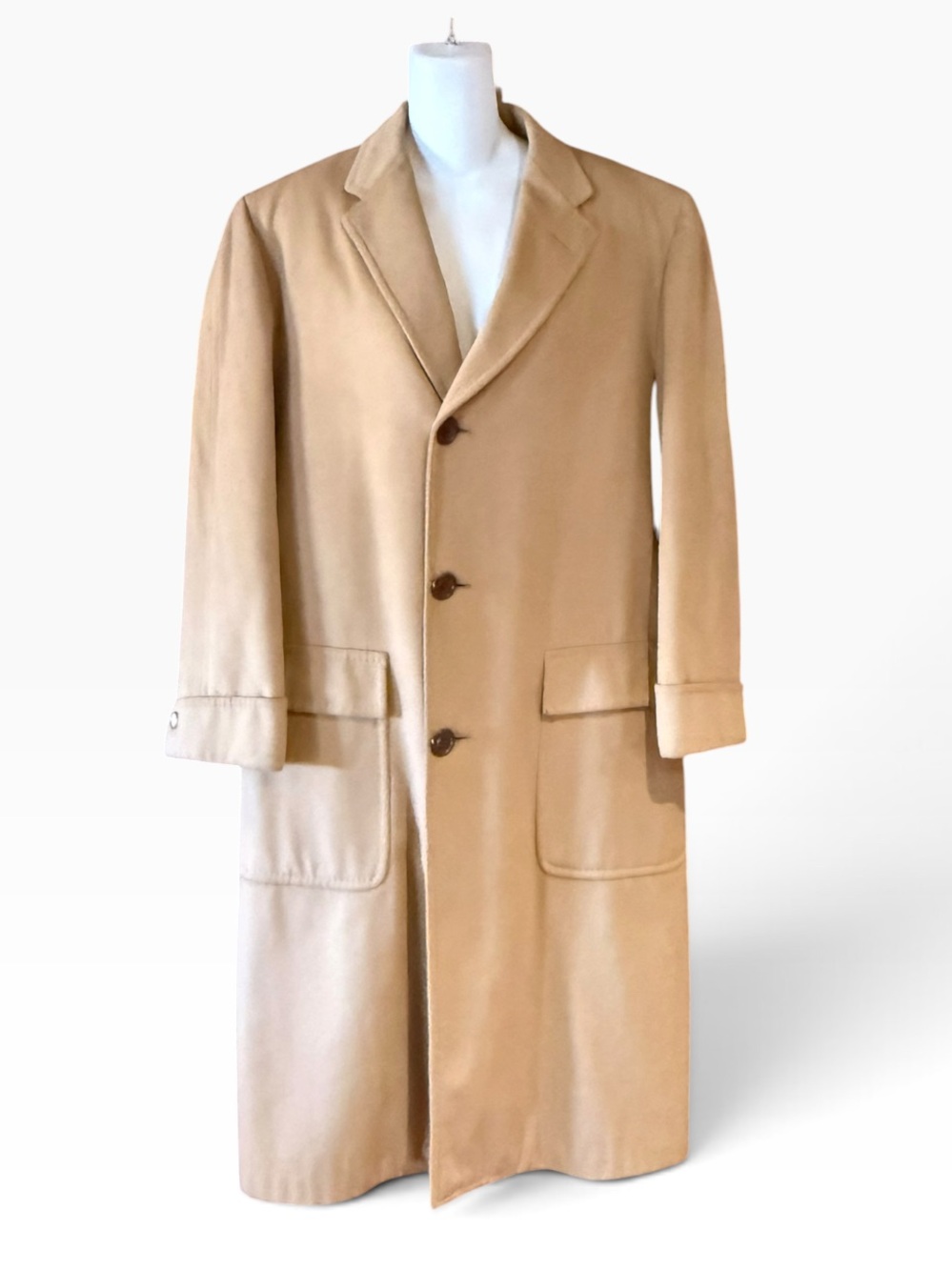 Vintage Saville Row Strachan & Co Ltd. Cashmere Camel Coat Mens 44S